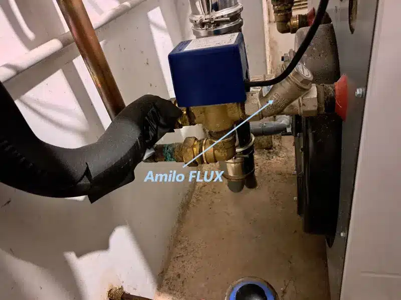 L'économiseur de chauffage Amilo flux installé sur la chaudière