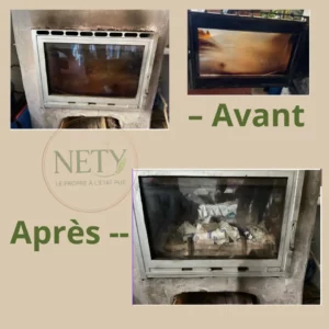 Nety nettoie la vitre de votre insert de cheminée